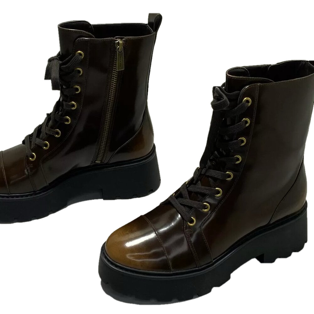 NEW MICHAEL KORS Womens Blake Bootie Size 7M Lace-Up Combat Side-Zip Round Toe - Picture 3 of 8